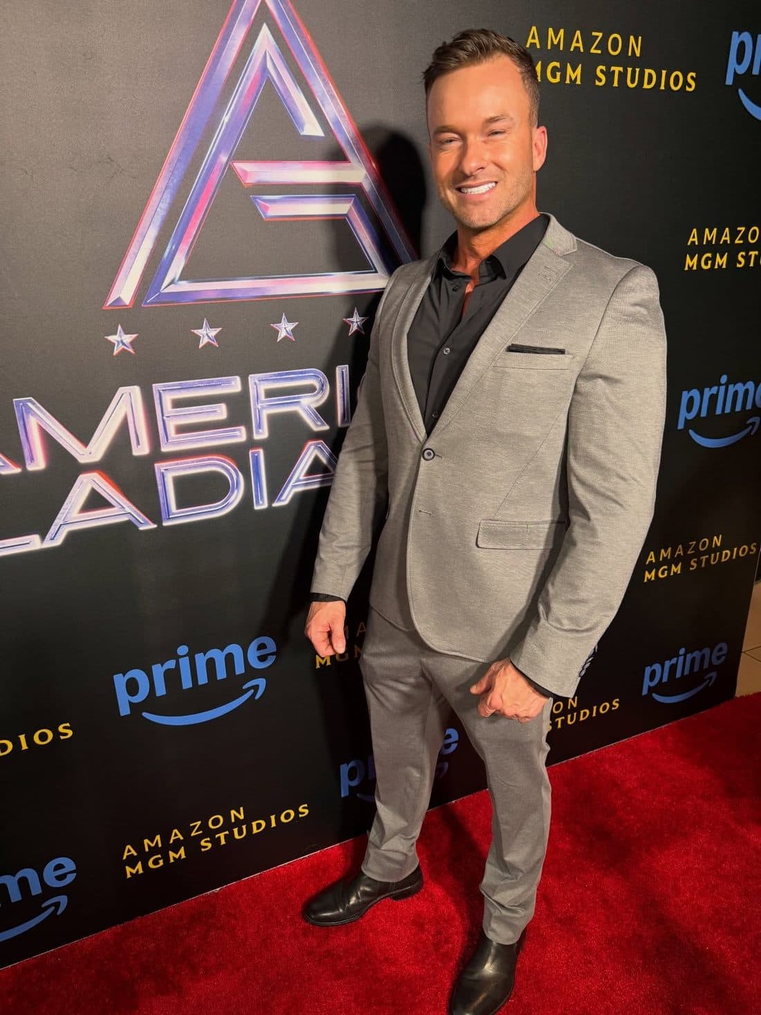 Scott Mathison at the American Gladiators premiere for Amazon MGM Studios